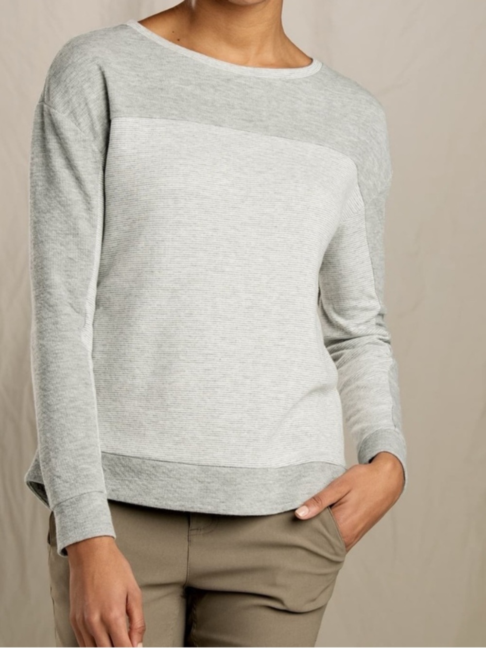 Toad&Co Romero Long Sleeve Crew Neck Top Gray Women’s L Outdoor Active Hiking